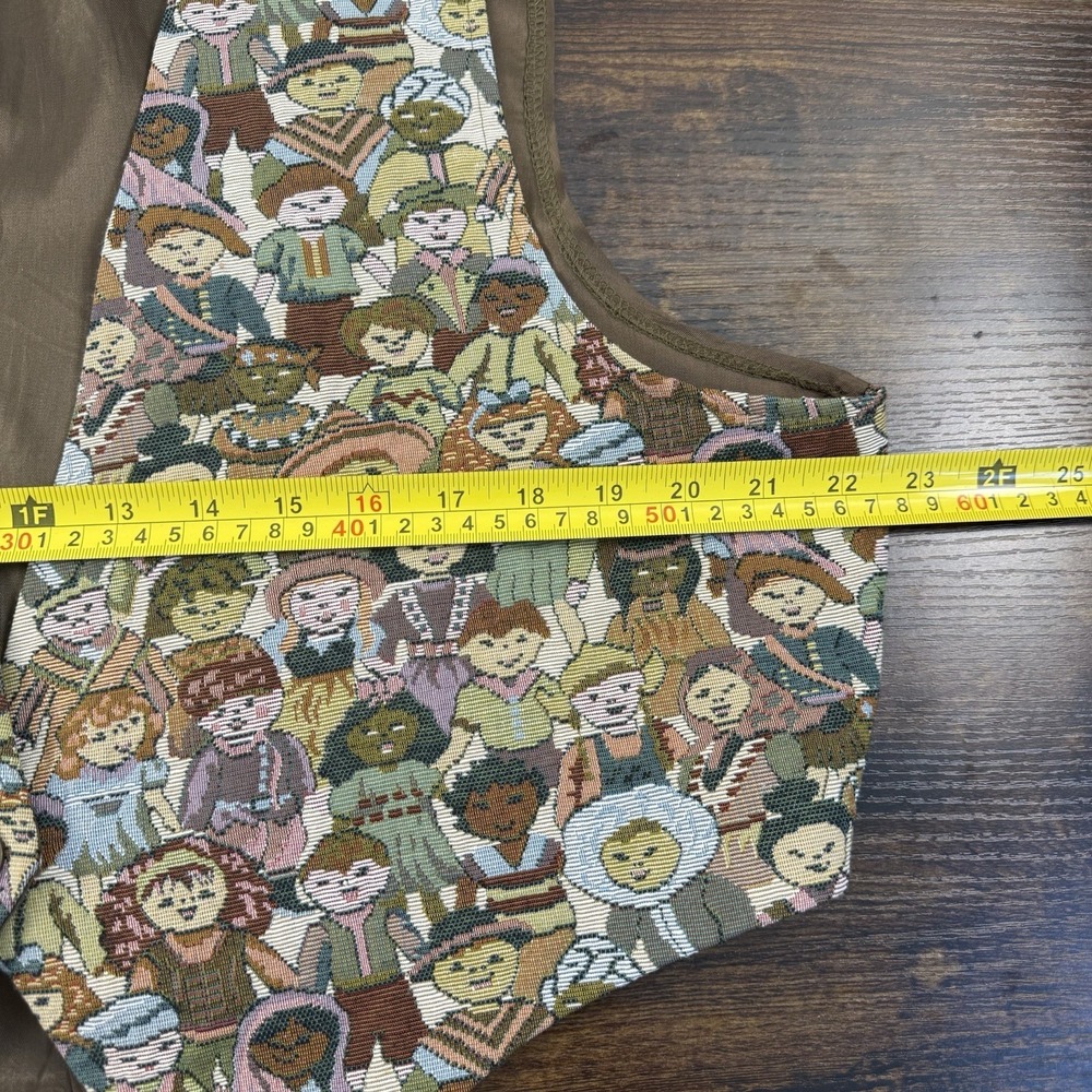 Vintage Special Thyme Ltd Tapestry Vest Women Boho Folk Art Button Back Tie Sz M - Picture 7 of 7